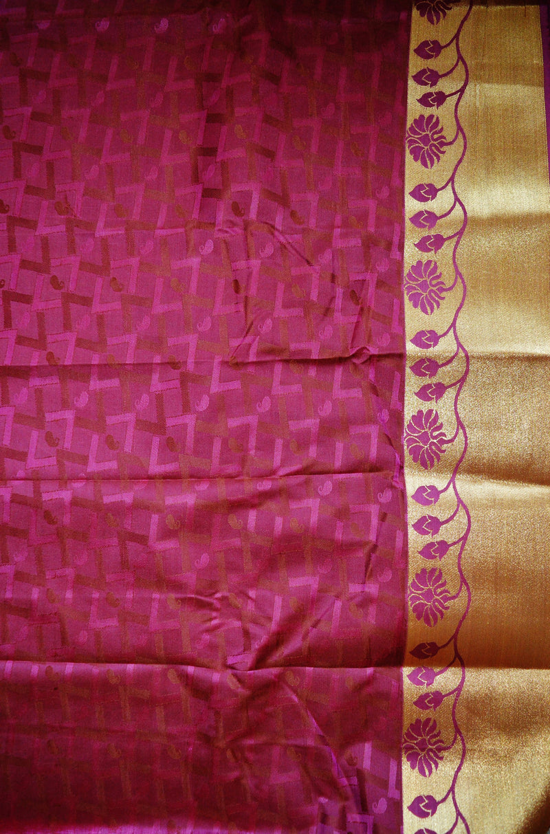 Brown & Pink Colour Kanchipuram Silk  Saree