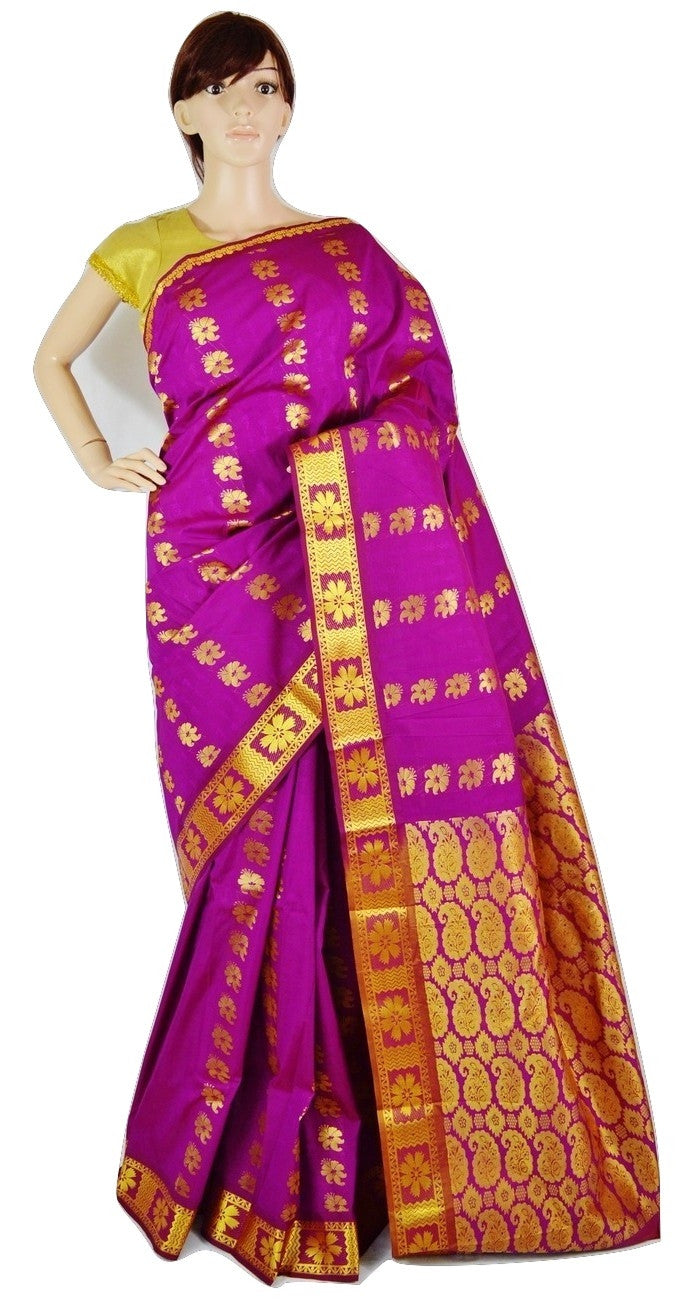 Purple Colour Kanchipuram Silk Saree