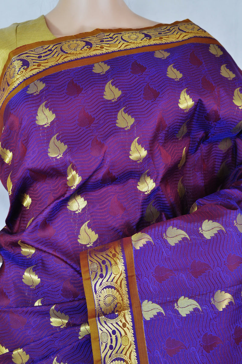 Maroon Shaded Purple Colour Kanchipuram Silk Saree
