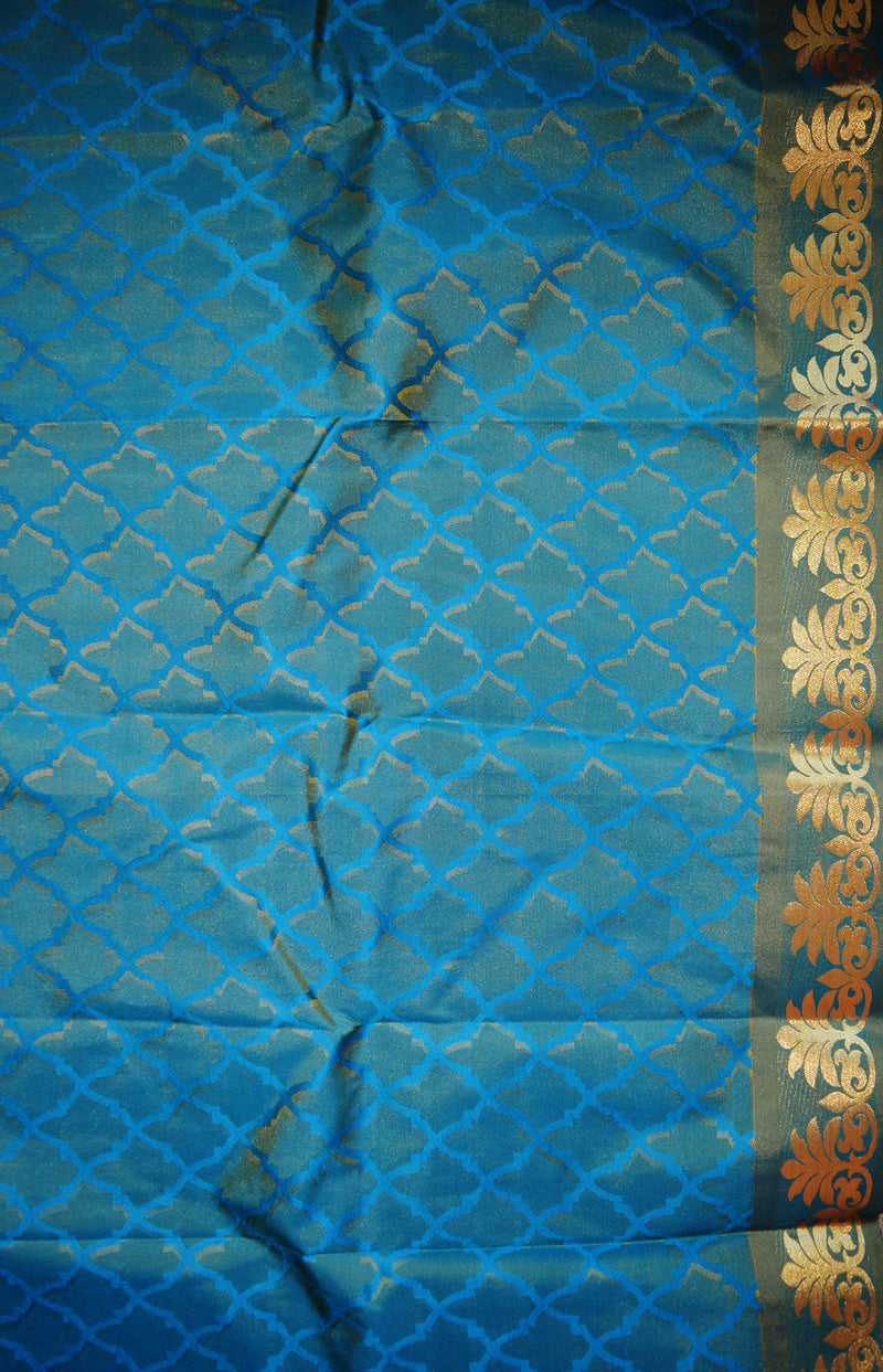 Gold Shaded Blue Colour Kanchipuram Silk  Saree