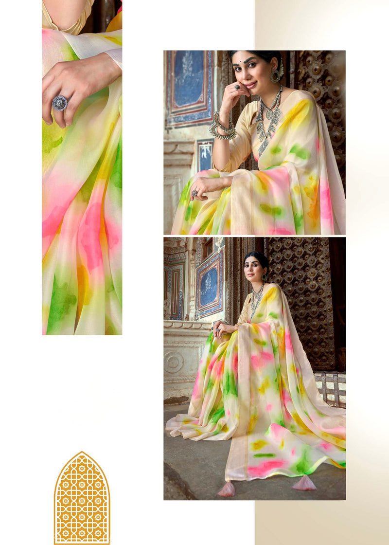 Organza silk saree with fancy prints