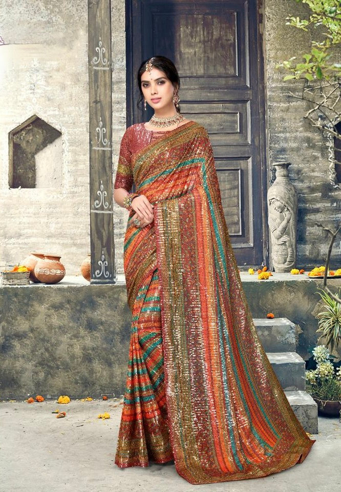 Heavy Sequins Designer Saree