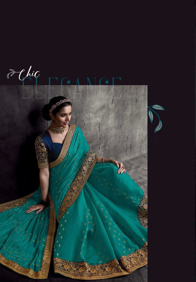 Attractive Turquoise Colour Designer Saree