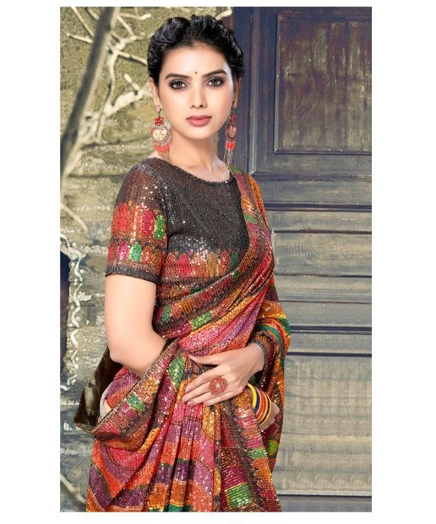 Heavy Sequins Designer Saree