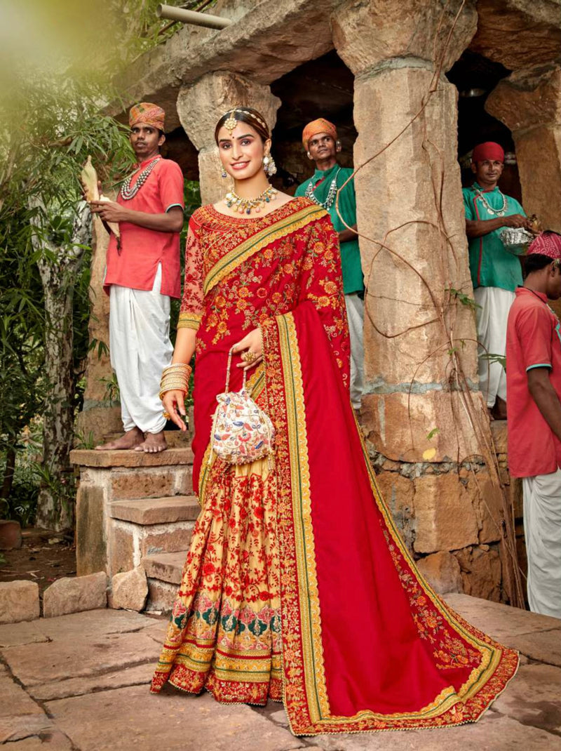 Red Colour Kalista Fashions Designer Saree