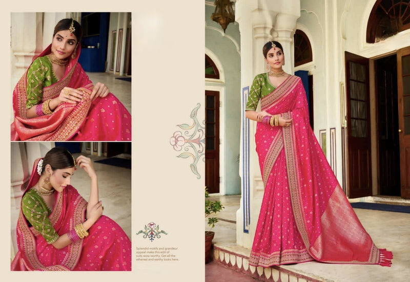 Sweet Pink colour Silk Wedding Saree