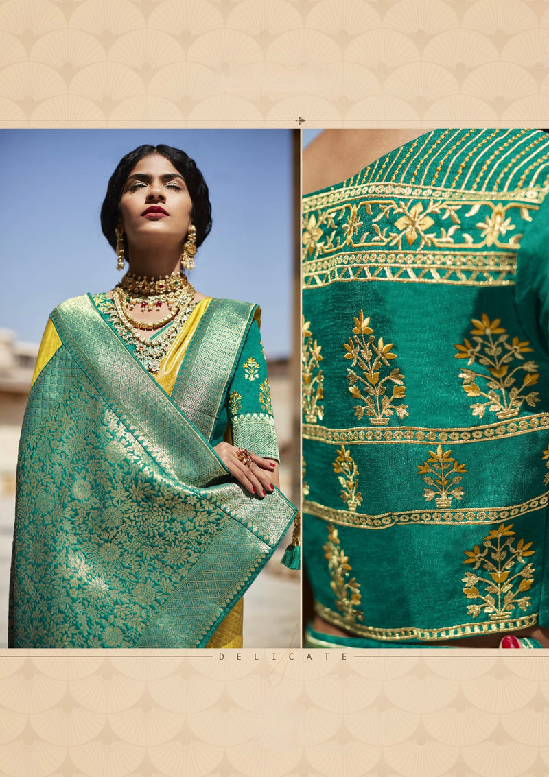 Golden Yellow Saree with Weaving Work