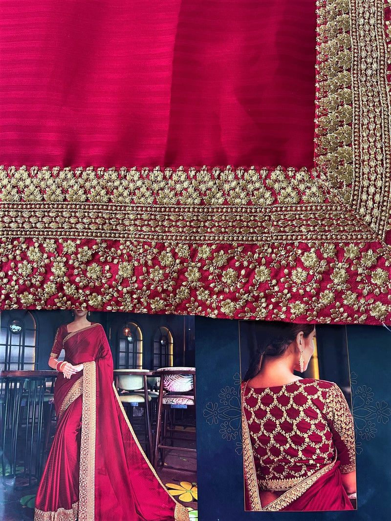 Scarlet Colour Georgette Silk Designer Saree