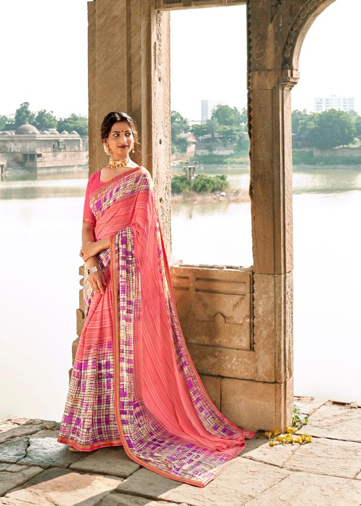 Georgette Print Work Saree With Border