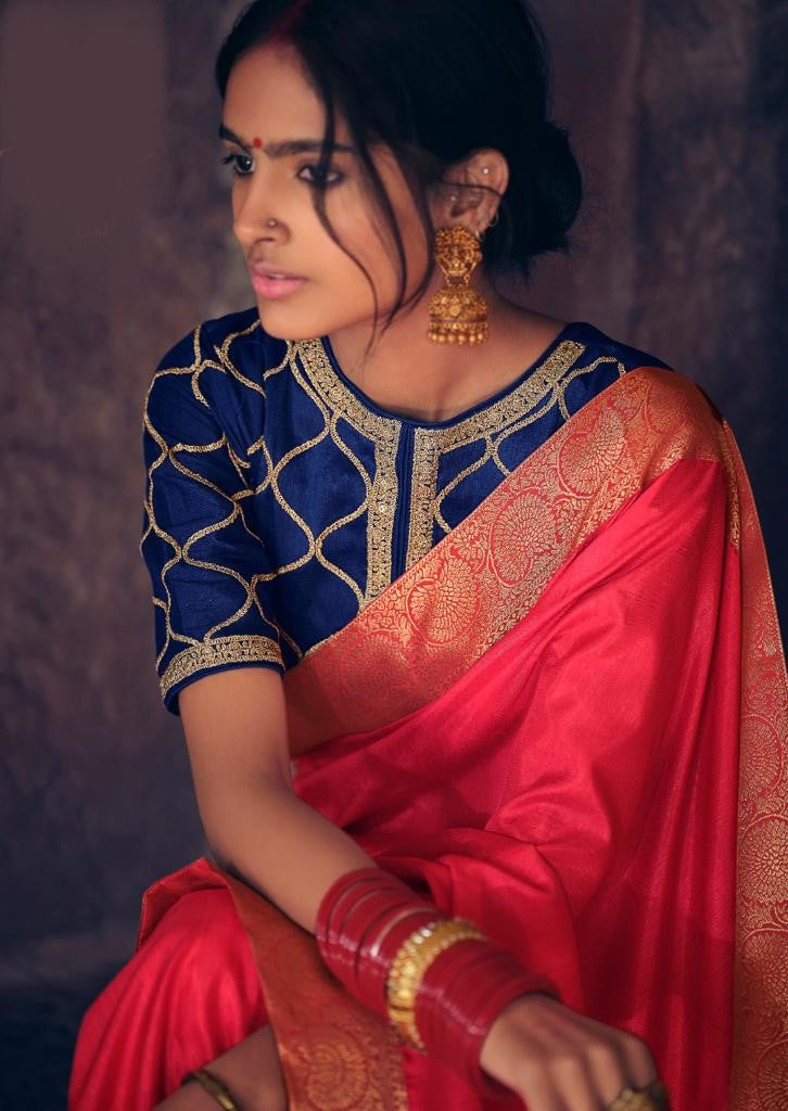 Red Colour Vichitra Silk Saree