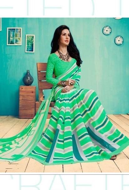 Light Weight Green Colour Georgette Saree