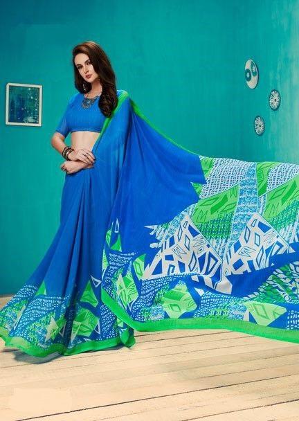 Light Weight Blue Colour Georgette Saree