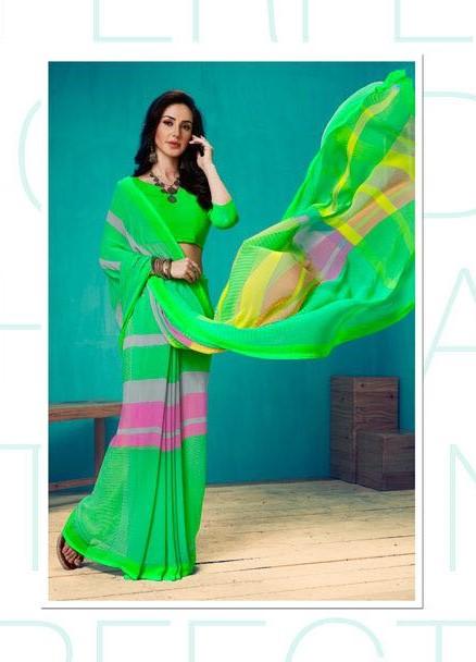 Light Weight Green Colour Georgette Saree