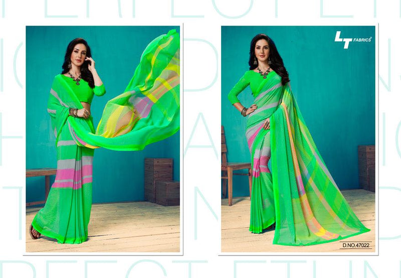 Light Weight Green Colour Georgette Saree