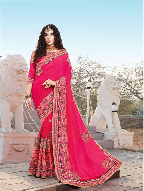 Pink Colour Kalista Fashions Designer Saree