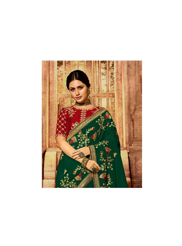 Stunning Green colour Designer Saree
