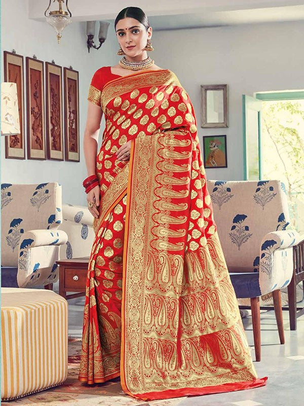 Red Colour Woven Banarasi Silk Saree