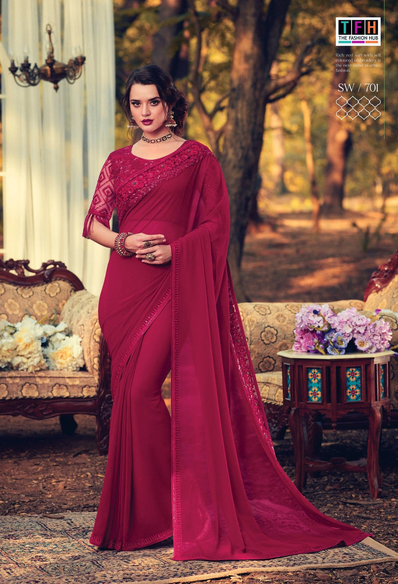 Smashing Berry Colour Designer Saree