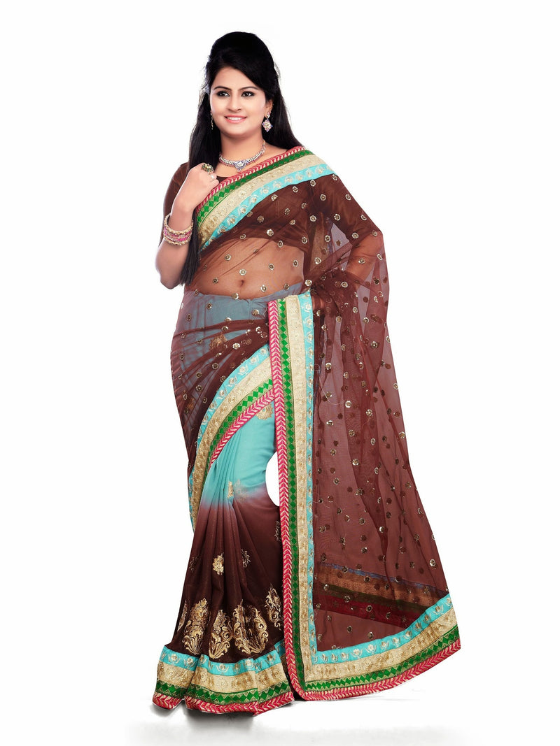 Bollywood Bipasha Basu Coffi Designer Saree