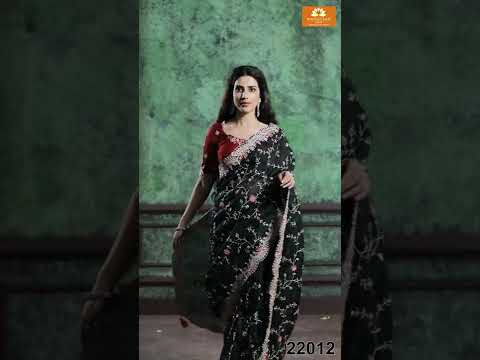 Green Designer Saree with Handmade works