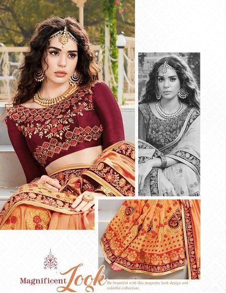 Peach Colour Kalista Fashions Designer Saree